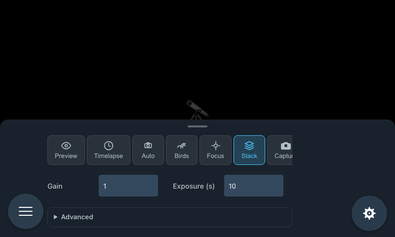 Astro — Stack Mode Settings