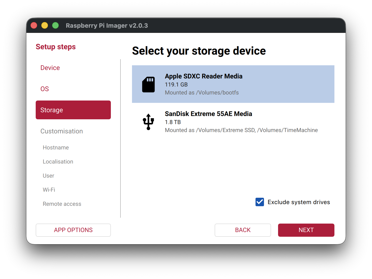 Raspberry Pi Imager - Choose OS