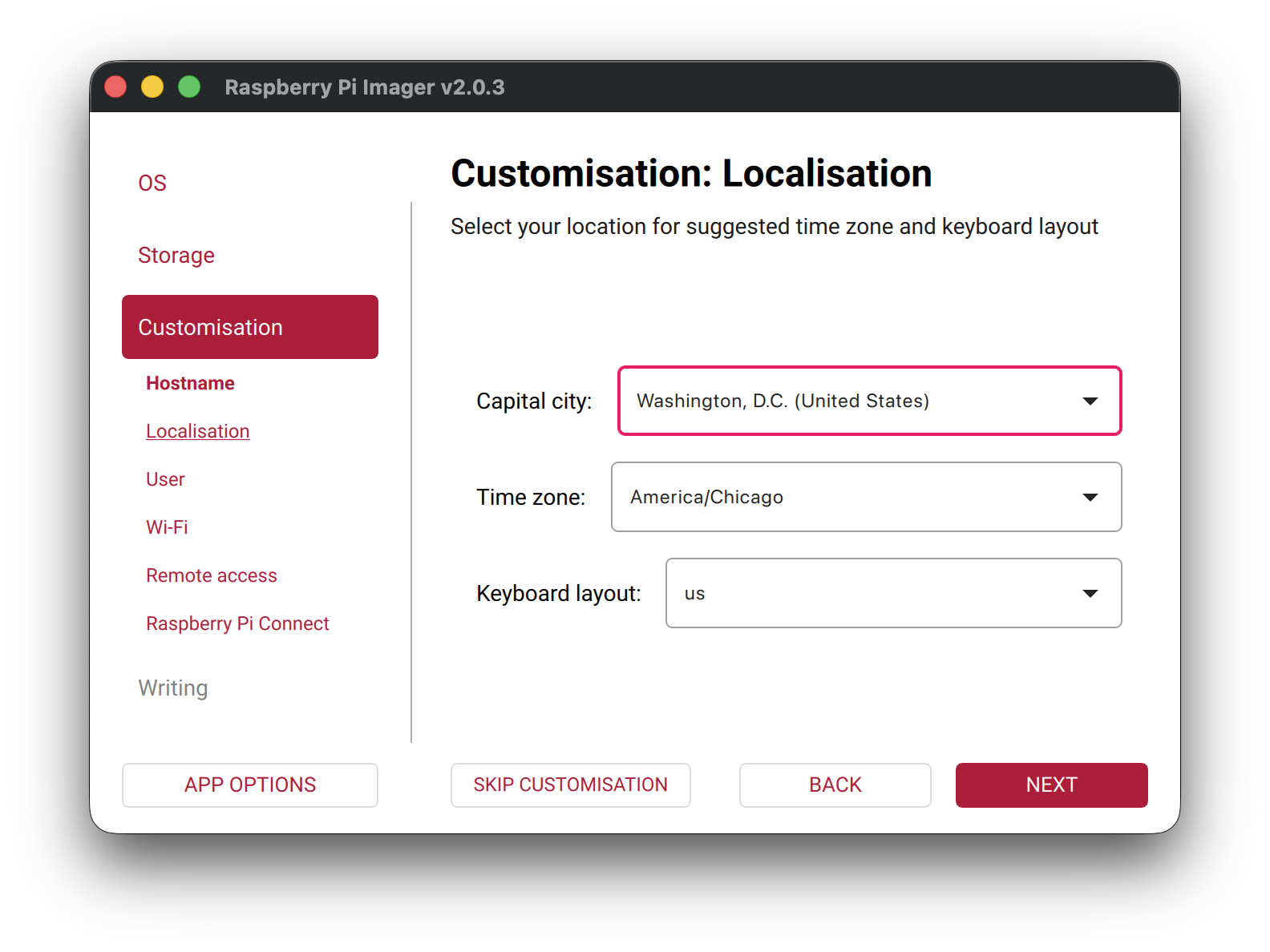 Raspberry Pi Imager - Choose Storage